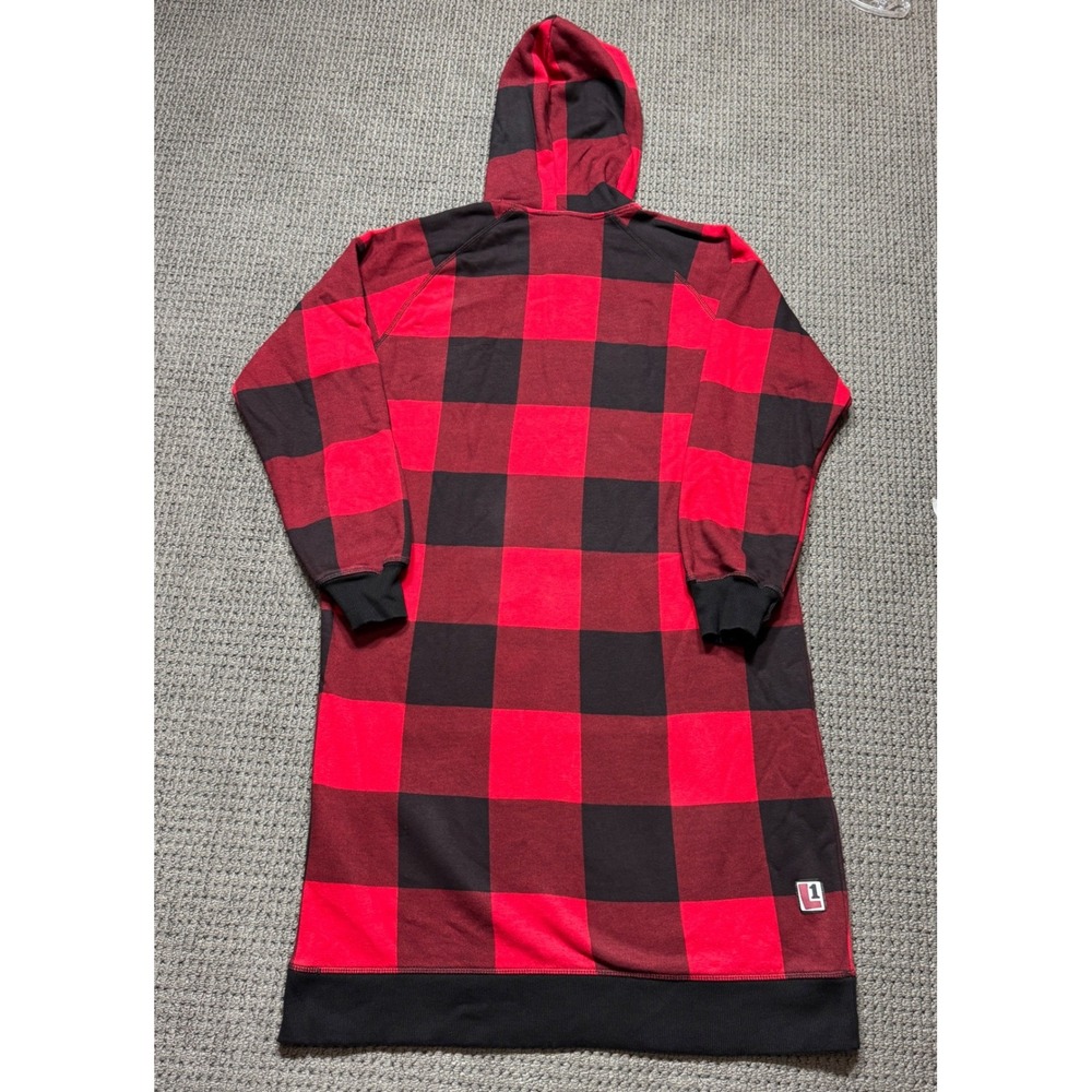 Lazy One Sleep Hoodie Women S/M Red Black Buffalo Plaid Longline Loungewear 0143 - Picture 6 of 10